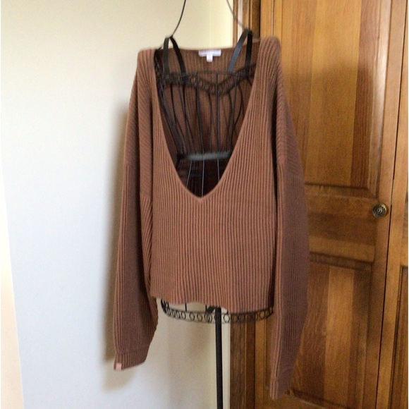 New Lunya Prima Cozy Pullover Reversible Cotton Silk Sweater Walnut Brown - Picture 6 of 12